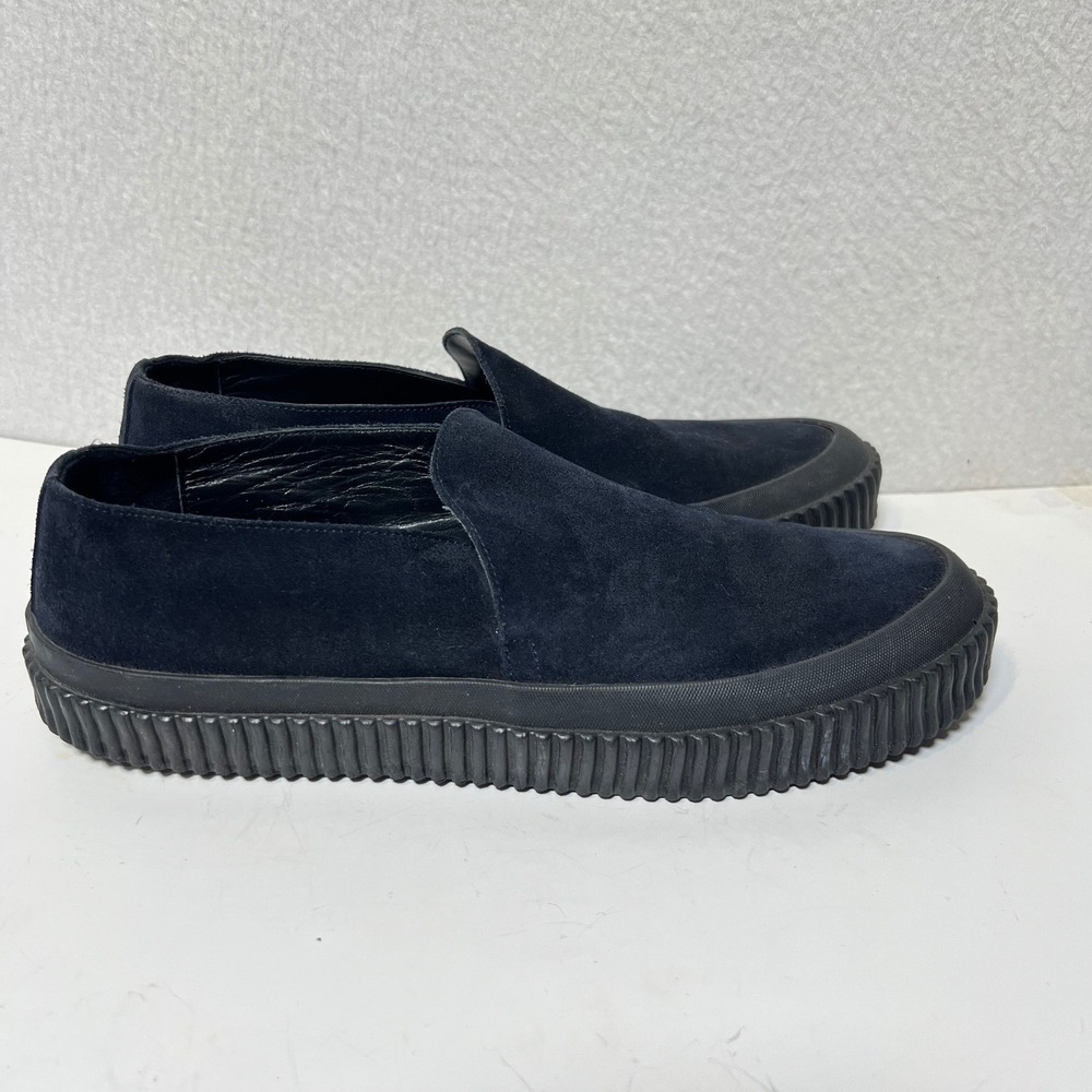 James Perse Mens Slip On Sneaker Navy Blue Suede Ribbed Sole 9 Loafer Spain